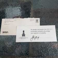 NASA Astronaut John Young Signed Challenger Disaster Sympathy Card Plus picture
