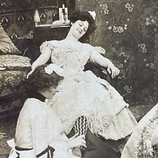 Antique 1902 Maid Massages Woman's Ankles Stereoview Photo Card P2893 picture