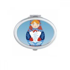 Russia Symbol Russian Dolls Pattern Oval Mirror Portable Fold Hand Makeup Double picture