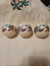 (3) VTG 1970's Hard Plastic Christmas Ornaments Vintage Town Scene Winter picture