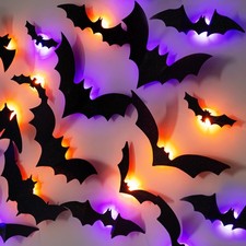 Dazzle Bright 100 PCS Halloween Bats Stickers with 60 Purple and Orange Black picture