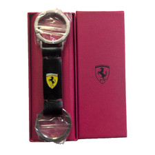 Ferrari Genuine Saffiano Leather Double Key Ring Black 46030 New in Box picture