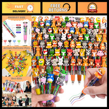 100 Pcs Multicolor Cartoon Animal 4-in-1 Cute Ballpoint Pens - Fun Gifts for Kid picture
