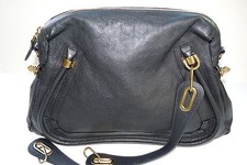 CHLOE Authentic Black Leather Large Paraty Satchel Handbag picture