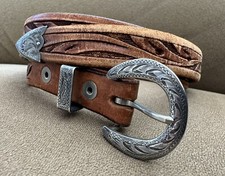 Vintage Old Western Sterling Silver Unbranded Horseshoe 3 Pc Ranger Belt Buckle picture