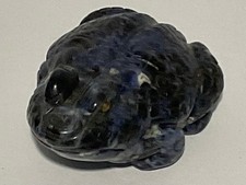VTG Hand Carved Sodalite Frog Figurine Natural Stone Carving picture