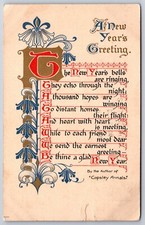 Holiday~New Years Greeting~Author Of Copsley Annals~PM 1908~Vintage Postcard picture