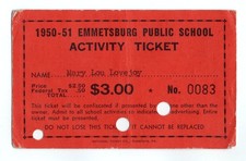 c1950s - Emmetsburg Iowa Public School Activity Ticket - XL5F picture