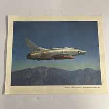 VINTAGE LITHO AIR FORCE F-100 SUPER SABRE - NORTH AMERICAN AVIATION 12' X 15