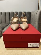 Valentino Nude Slingback Crisscross Stud wrap Pumps With Gold Rockstuds  picture