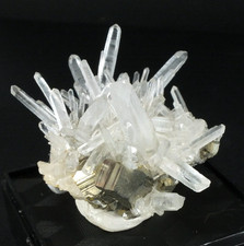 Pyrite  & Quartz Crystals Huaron Mine. Pasco Dept. Peru (EA12052) Boxed picture