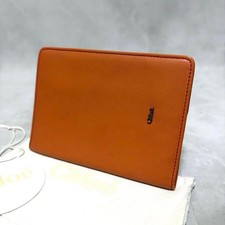 Chloe Men Notebook Case Passport Leather Orange Logo VHTF Designer Collection Po picture