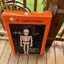 Vintage BIG 60” Light Up Skeleton Halloween Decoration Hanging Window Silhouette picture