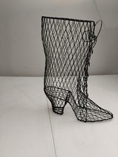 VTG. VICTORIAN STYLE WOMEN'S WIRE MESH ART BOOTS DECOR. BASKET/SCULPTURE picture
