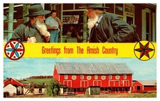 PA Pennsylvania Greetings From Amish Country Men Barn Multi-View Chrome Postcard picture
