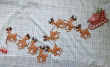 NWT Xmas Sleigh & Reindeer Felt Garland ~ 6 Feet Long picture