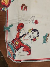 1940s- 1950s Era Mexican Fiesta Patio Tablecloth (B15) picture