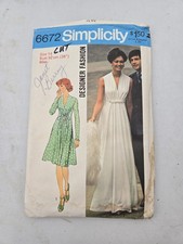 Simplicity Vintage Sewing Pattern 6672 Size  12 Dress 1974 Designer Fashion Cut picture