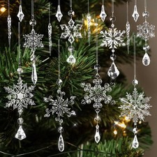 FEBSNOW 16Pcs Crystal Snowflake Ornaments for Christmas Tree Decorations picture