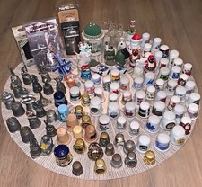 100+ Assorted Vintage Thimbles (1 Marked Sterling) & Pin Cushions picture