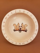 RARE Antique Weller Pottery  Cereal Bowl Squirrels ABC For Child Zona Pottery picture