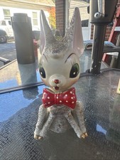 Vtg 1950s Arnart Anthropomorphic Christmas Reindeer Sugar Salt Glazed Deer Bow picture