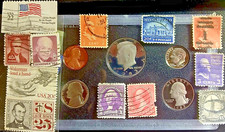 1983 S Proof Set Original Box 5 Coins+Rare US 19stamp mix collection trove combo picture