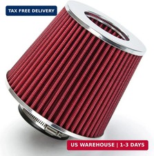 RED Universal Clamp-On Air Intake Filter Dry Washable Cone Air Filter Replacemen picture