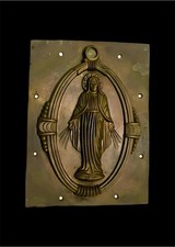 Large Vintage Virgin Mary Miraculous Medal Depiction Plaque, 8” X 10” picture