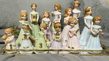 Enesco Growing Up Birthday Girls Brunette Ages 1-13 Lot Vintage 1982 13 Figurine picture