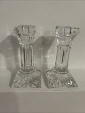 Set Of 2 Waterford Crystal 6” Column Candlesticks  Gift Waterford Square Decor picture