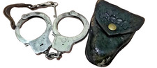 Rare Authentic 1930s CHP Peerless Swing Handcuffs w/Key and Leather Belt Holster picture