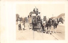 J53/ Interesting RPPC Postcard c1920 Stagecoach 4-Horse-Drawn Kid Rifle  9 picture