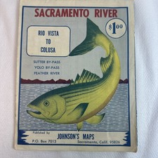 Vintage Johnson’s Maps Sacramento River Rio Vista Colusa CA Fishing Map picture