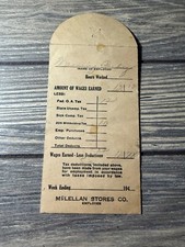 Vintage 1940s McLellan Stores Co. Employee Pay Envelope picture
