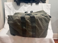Vtg worn 1976  Era Aviator Kit Bag Flyers Canvas Military Green Duffle DPDO picture