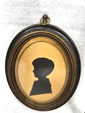 antique framed silhouette frame oval wood gold trim 5.5 x 4 x 1/2 in. original  picture