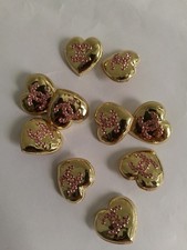  Lot Of ten 22Mm StampedDesigner  Vintage Button Gold ToneChanel 10 BUTTONS picture