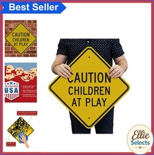 Caution Children At Play Sign 18 x 18 Inch Reflective Aluminum Diamond Kids picture