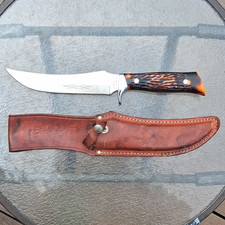 Vintage Camillus 1014 Sword Brand Hunting Knife USA Derlin Handle, EXCELLENT picture