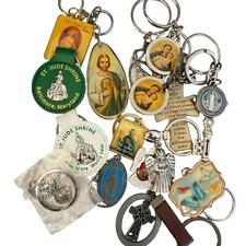 Vintage Religious Christian Keychains Pendants Charms Lot 15 Angel Prayer Jesus picture