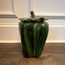 McCoy Vintage Green Bell Pepper Cookie Jar Canister #157 U.S.A. picture