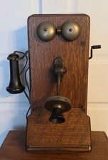 Antique Oak Wall Phone-Kellogg-Hand Crank-Twin Bell Early 1900s-100% to Charity picture