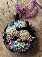 Vintage Hand-painted two-sided Ornament peacock textured Paint picture