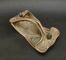 1900s WISE OWL ART NOUVEAU CURVED BRONZE 4 PART BRASS DESK BLOTTER antique picture