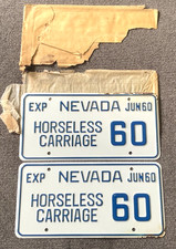 RARE NOS 1960 NEVADA HORSELESS CARRIAGE LICENSE PLATE PLATES PAIR 1960 WITH #60 picture