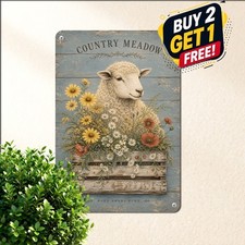 vintage cow sunflowers rustic tin metal signs home picture