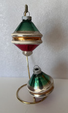 Lot of 2 Vintage SHINY BRITE Tornado or UFO Mercury Glass Christmas Ornaments 3