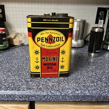 Vintage Pennzoil Outboard Motor Oil One Gallon Can Full Never Opened picture