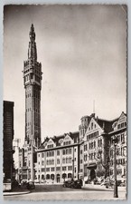 Lille France Town Hall Belfry 1934 Street Scene Cars RPPC Postcard Philadelphia picture